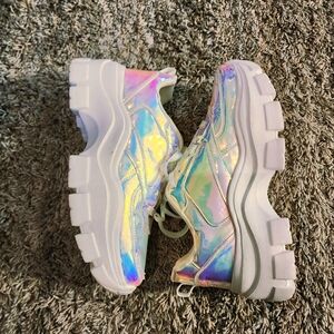 Rainbow Holographic Platform Shoes. EUC.
